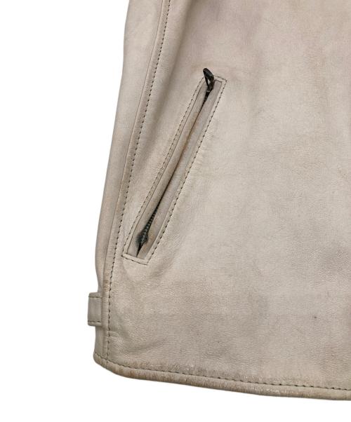 AVIREX（アヴィレックス）AVIREX (アヴィレックス) エイジド加工シングルライダース レザージャケット ベージュ サイズ:Lの古着・服飾アイテム