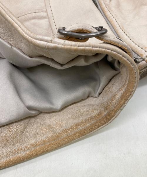 AVIREX（アヴィレックス）AVIREX (アヴィレックス) エイジド加工シングルライダース レザージャケット ベージュ サイズ:Lの古着・服飾アイテム