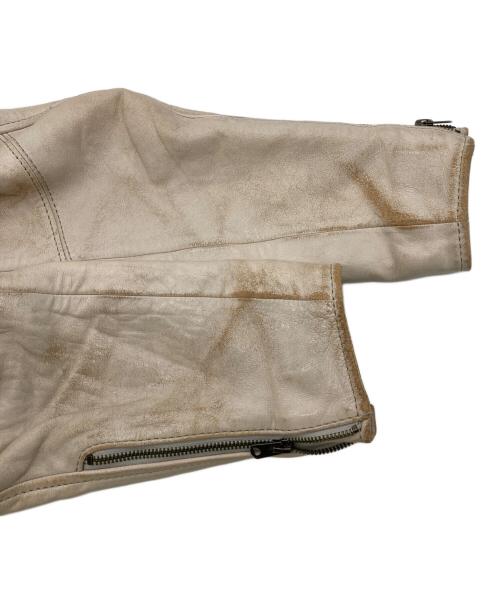 AVIREX（アヴィレックス）AVIREX (アヴィレックス) エイジド加工シングルライダース レザージャケット ベージュ サイズ:Lの古着・服飾アイテム