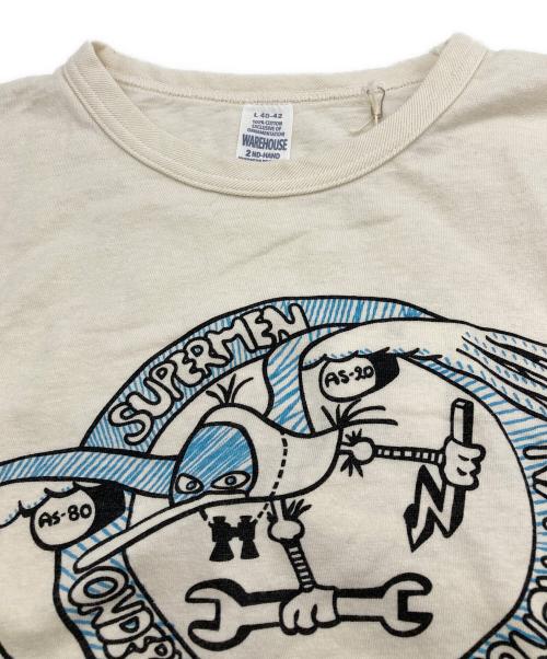 WAREHOUSE（ウエアハウス）WAREHOUSE (ウエアハウス) プリントTシャツ ベージュ サイズ:Lの古着・服飾アイテム