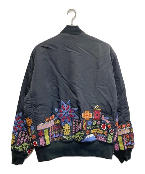 go slow caravan（ゴースローキャラバン）go slow caravan (ゴースローキャラバン) ナイロンツイルパネル刺繍リブジャケット ブラック サイズ:4の古着・服飾アイテム