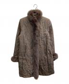 Super Beautyスーパービューティ）の古着「フォックスファー中綿シルクコート」｜ブラウン