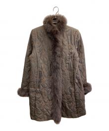 Super Beauty（スーパービューティ）の古着「フォックスファー中綿シルクコート」｜ブラウン