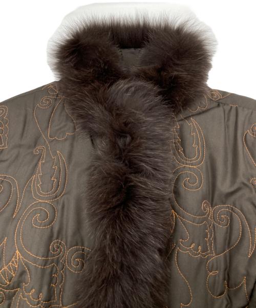 Super Beauty（スーパービューティ）Super Beauty (スーパービューティ) フォックスファー中綿シルクコート ブラウン サイズ:Lの古着・服飾アイテム