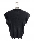 PLEATS PLEASEプリーツプリーズ）の古着「細プリーツ ボトルネック フレンチスリーブ カットソー」｜グレー