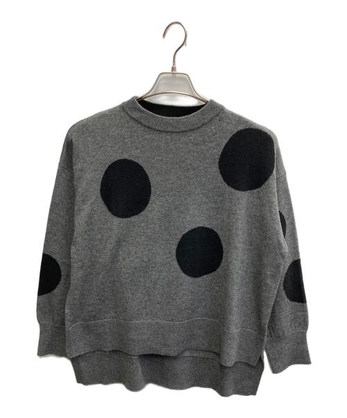 nop de nod（ノップドゥノッド）nop de nod (ノップドゥノッド) ビッグpolkaインターシャセーター グレー サイズ:Mの古着・服飾アイテム