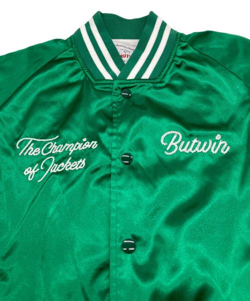 butwin（バトウィン）butwin (バトウィン) ナイロン × サテン スタジャン グリーン サイズ:Mの古着・服飾アイテム