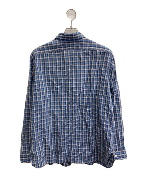 POLO RALPH LAUREN（ポロ・ラルフローレン）POLO RALPH LAUREN (ポロ・ラルフローレン) リネンブレンドチェックシャツ ブルー サイズ:XLの古着・服飾アイテム