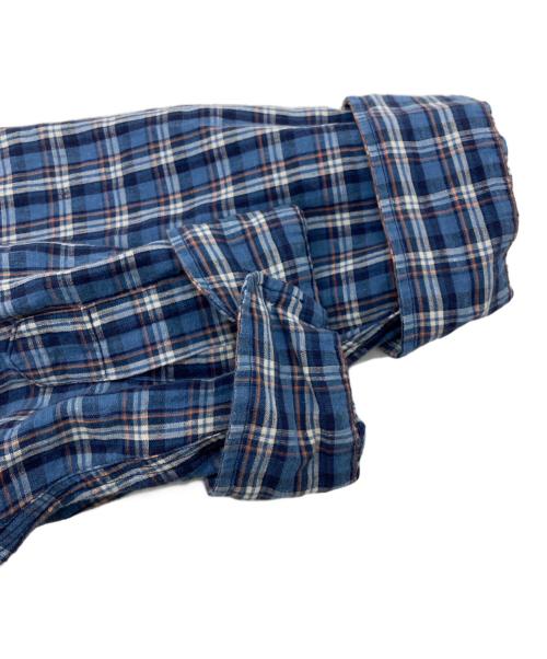 POLO RALPH LAUREN（ポロ・ラルフローレン）POLO RALPH LAUREN (ポロ・ラルフローレン) リネンブレンドチェックシャツ ブルー サイズ:XLの古着・服飾アイテム