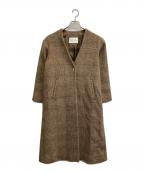 green label relaxingグリーンレーベルリラクシング）の古着「FM オーバーサイズ ノーラペル コート」｜ブラウン