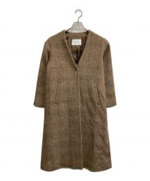 green label relaxing（グリーンレーベルリラクシング）の古着「FM オーバーサイズ ノーラペル コート」｜ブラウン