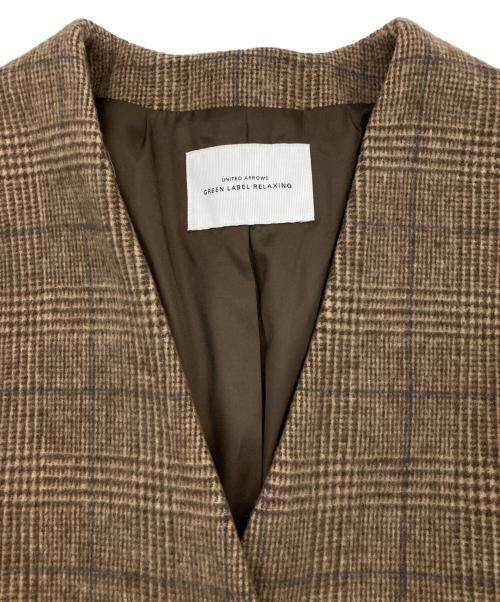green label relaxing（グリーンレーベルリラクシング）green label relaxing (グリーンレーベルリラクシング) FM オーバーサイズ ノーラペル コート ブラウン サイズ:Sの古着・服飾アイテム