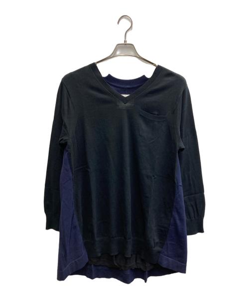 sacai（サカイ）sacai (サカイ) レイヤードニット ブラック サイズ:2の古着・服飾アイテム