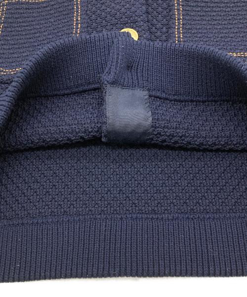 anuans（アニュアンス）anuans (アニュアンス) ノーカラーニットジャケット ネイビー サイズ:Sの古着・服飾アイテム