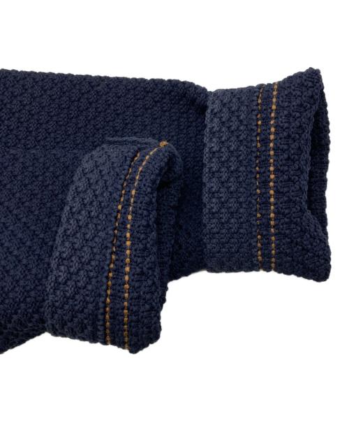 anuans（アニュアンス）anuans (アニュアンス) ノーカラーニットジャケット ネイビー サイズ:Sの古着・服飾アイテム