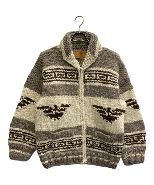 CANADIAN SWEATER COMPANY（カナディアンセーターカンパニー）CANADIAN SWEATER COMPANY (カナディアンセーターカンパニー) サンダーバード柄 カウチンニットカーディガン ベージュ サイズ:不明の古着・服飾アイテム