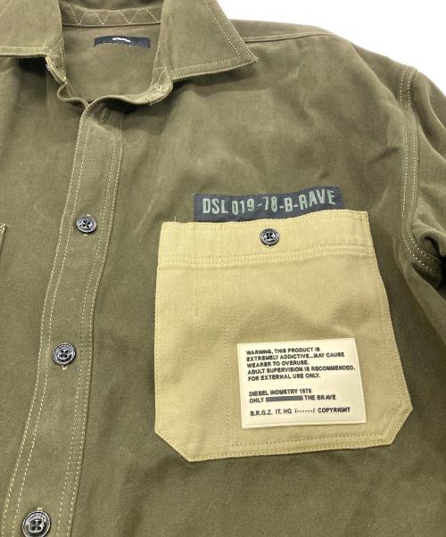 DIESEL（ディーゼル）DIESEL (ディーゼル) S-LEBED ボクシーフィットシャツジャケット オリーブ サイズ:XLの古着・服飾アイテム