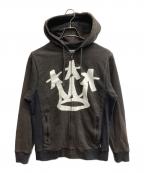 stussyステューシー）の古着「ビッククラウンロゴ ジップパーカー」｜ブラック