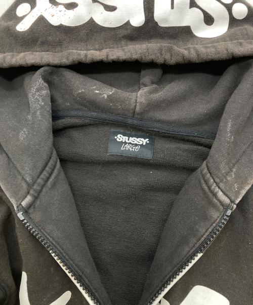 stussy（ステューシー）stussy (ステューシー) ビッククラウンロゴ ジップパーカー ブラック サイズ:Lの古着・服飾アイテム