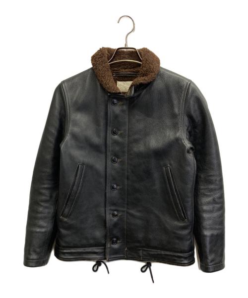 COOTIE PRODUCTIONS（クーティープロダクツ）COOTIE PRODUCTIONS (クーティープロダクツ) レザー N-1 デッキジャケット ブラック サイズ:Sの古着・服飾アイテム
