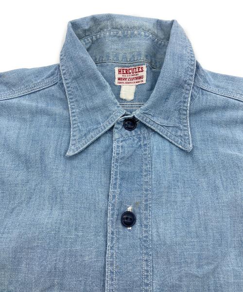 HERCULES（ヘラクレス）HERCULES (ヘラクレス) Chambray work shirt/50s/マチ付き インディゴ サイズ:採寸サイズ参照の古着・服飾アイテム