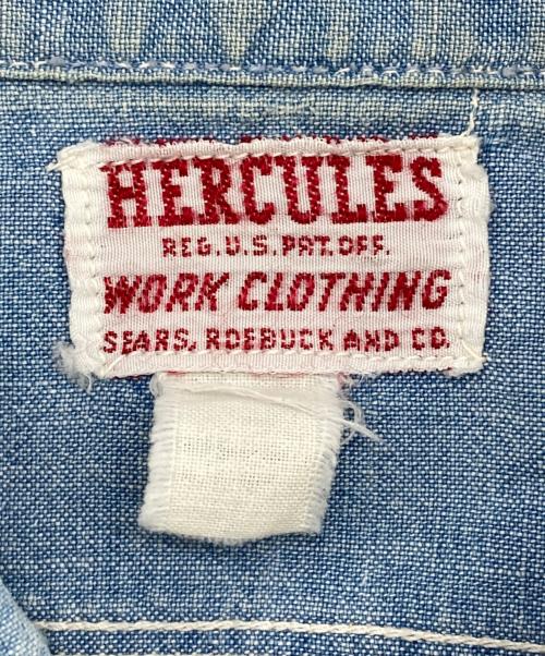 HERCULES（ヘラクレス）HERCULES (ヘラクレス) Chambray work shirt/50s/マチ付き インディゴ サイズ:採寸サイズ参照の古着・服飾アイテム