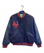 FELCOフェルコ）の古着「NEW YORK METS袖レザースタジャン」｜ネイビー