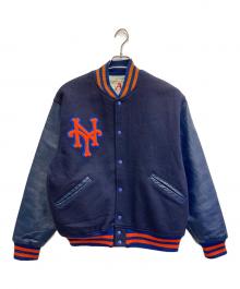 FELCO（フェルコ）の古着「NEW YORK METS袖レザースタジャン」｜ネイビー