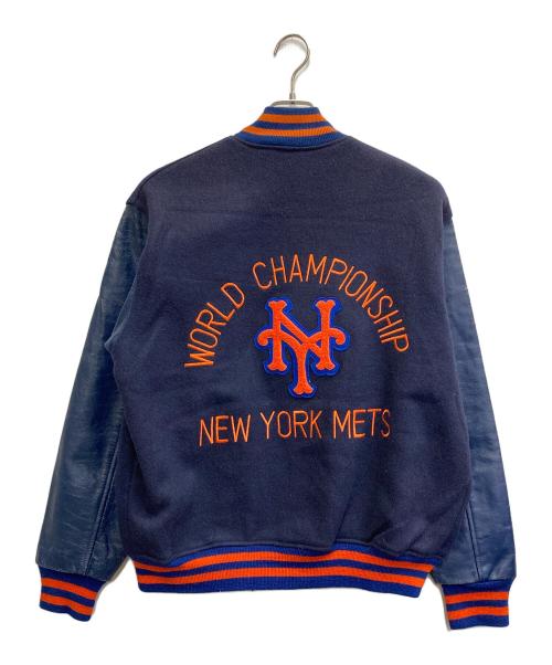 FELCO（フェルコ）FELCO (フェルコ) NEW YORK METS袖レザースタジャン ネイビー サイズ:Lの古着・服飾アイテム