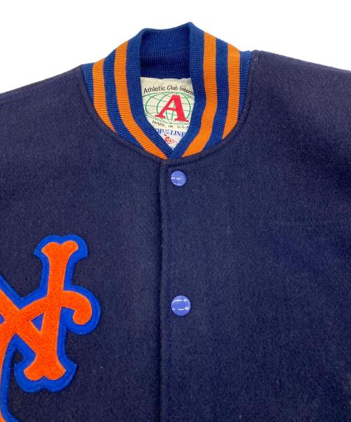 FELCO（フェルコ）FELCO (フェルコ) NEW YORK METS袖レザースタジャン ネイビー サイズ:Lの古着・服飾アイテム