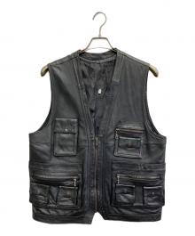 NO BRAND（ノーブランド）の古着「古着レザーベスト」｜ブラック