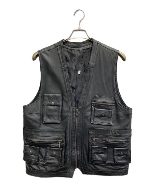 NO BRAND（ノーブランド）NO BRAND (ノーブランド) 古着レザーベスト ブラック サイズ:54の古着・服飾アイテム