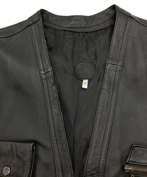 NO BRAND（ノーブランド）NO BRAND (ノーブランド) 古着レザーベスト ブラック サイズ:54の古着・服飾アイテム