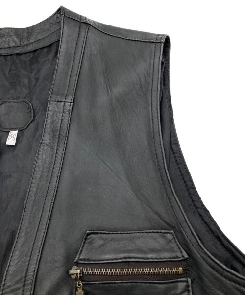 NO BRAND（ノーブランド）NO BRAND (ノーブランド) 古着レザーベスト ブラック サイズ:54の古着・服飾アイテム