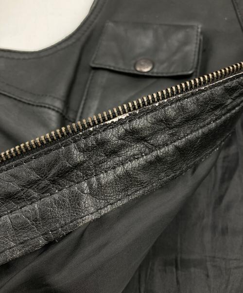 NO BRAND（ノーブランド）NO BRAND (ノーブランド) 古着レザーベスト ブラック サイズ:54の古着・服飾アイテム
