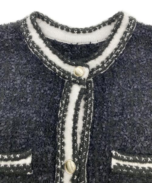 Mystrada（マイストラーダ）Mystrada (マイストラーダ) 配色ニットジャケット ブラック サイズ:38の古着・服飾アイテム