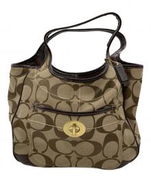 COACH（コーチ）の古着「シグネチャーハンドバッグ」｜ベージュ