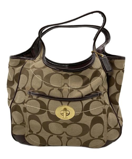 COACH（コーチ）COACH (コーチ) シグネチャーハンドバッグ ベージュの古着・服飾アイテム