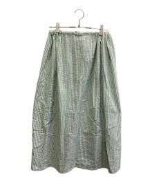 MEYAME（メヤメ）の古着「ストライプドロングスカート」｜グリーン