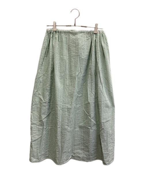 MEYAME（メヤメ）MEYAME (メヤメ) ストライプドロングスカート グリーン サイズ:FREEの古着・服飾アイテム