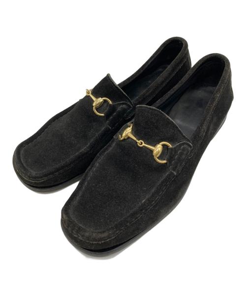 GUCCI（グッチ）GUCCI (グッチ) スエードビットローファー ブラック サイズ:9 1/2の古着・服飾アイテム
