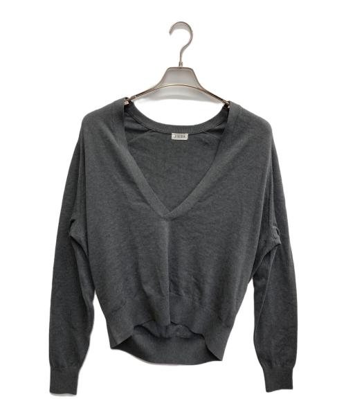 jieda（ジエダ）jieda (ジエダ) COTTON SILK V NECK KNIT グレー サイズ:SIZE 1の古着・服飾アイテム