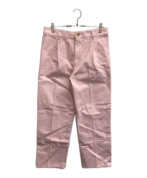 CristaSeya（クリスタセヤ）CristaSeya (クリスタセヤ) PLEATED DENIM TROUSERS ピンク サイズ:Lの古着・服飾アイテム