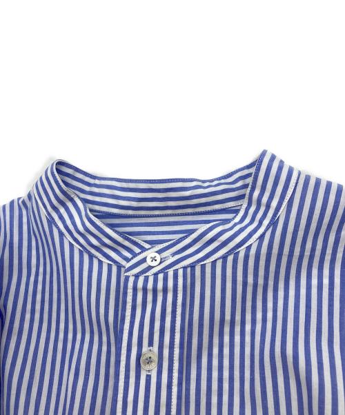 ticca（ティッカ）ticca (ティッカ) ノーカラーストライプシャツワンピース ブルー サイズ:Fの古着・服飾アイテム