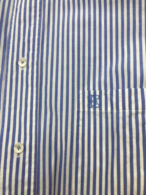 ticca（ティッカ）ticca (ティッカ) ノーカラーストライプシャツワンピース ブルー サイズ:Fの古着・服飾アイテム