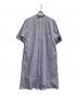 ticca（ティッカ）の古着「ノーカラーストライプシャツワンピース」｜ブルー
