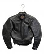 VANSONバンソン）の古着「レザー モーターサイクルジャケット」｜ブラック