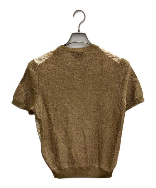 Salvatore Ferragamo（サルヴァトーレ フェラガモ）Salvatore Ferragamo (サルヴァトーレ フェラガモ) 虎ドッキングラメ半袖ニット ベージュ サイズ:XLの古着・服飾アイテム