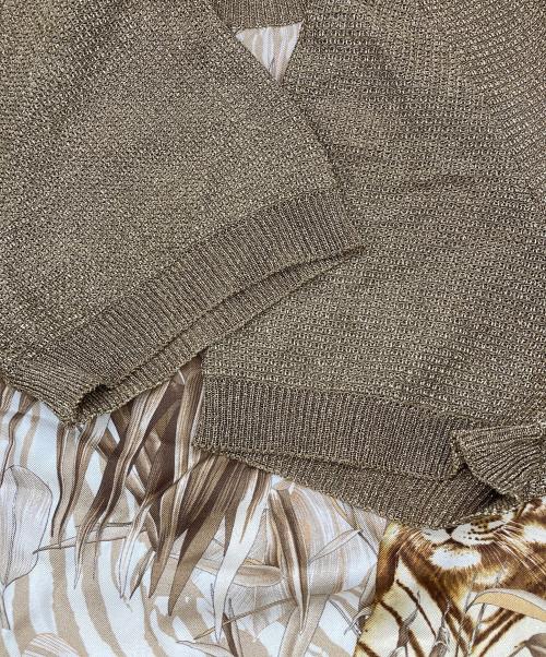 Salvatore Ferragamo（サルヴァトーレ フェラガモ）Salvatore Ferragamo (サルヴァトーレ フェラガモ) 虎ドッキングラメ半袖ニット ベージュ サイズ:XLの古着・服飾アイテム