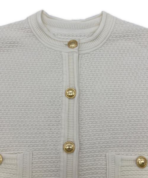 anuans（アニュアンス）anuans (アニュアンス) ノーカラーラーベンニットジャケット ホワイト サイズ:1の古着・服飾アイテム